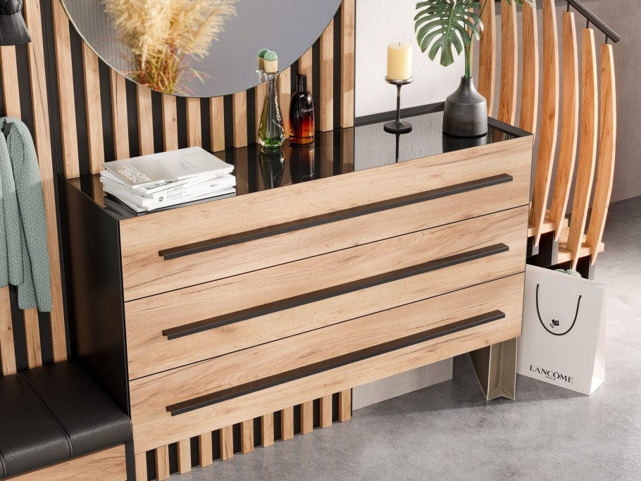 Прихожая №10 Неаполь (черный/дуб золотой)