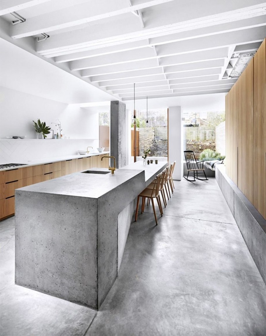 Микроцемент пол на кухне