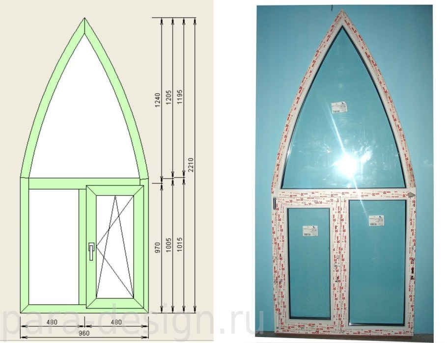 Окна арочные треугольные