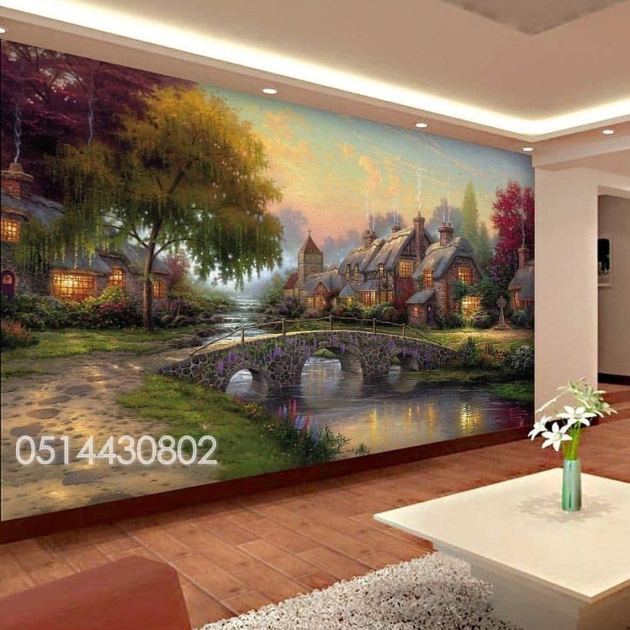 Фрески в интерьере гостиной