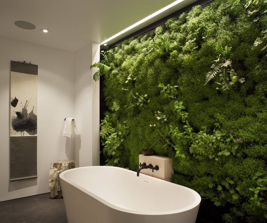 Фитостена в ванной комнате