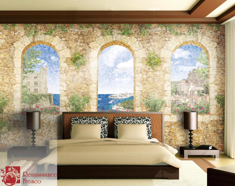 Настенная фреска в интерьере