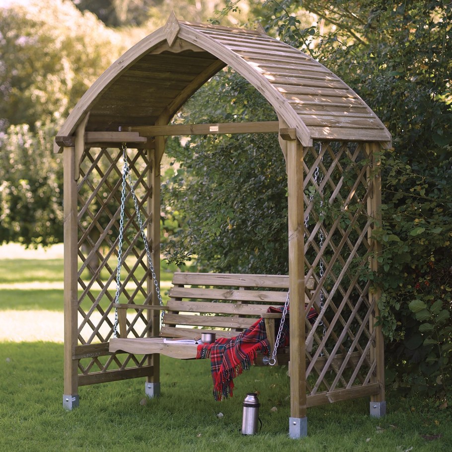 Беседка арочная с качелями