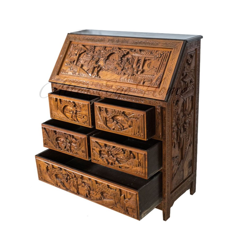 Комод-секретер купить в Москве старинный резной
