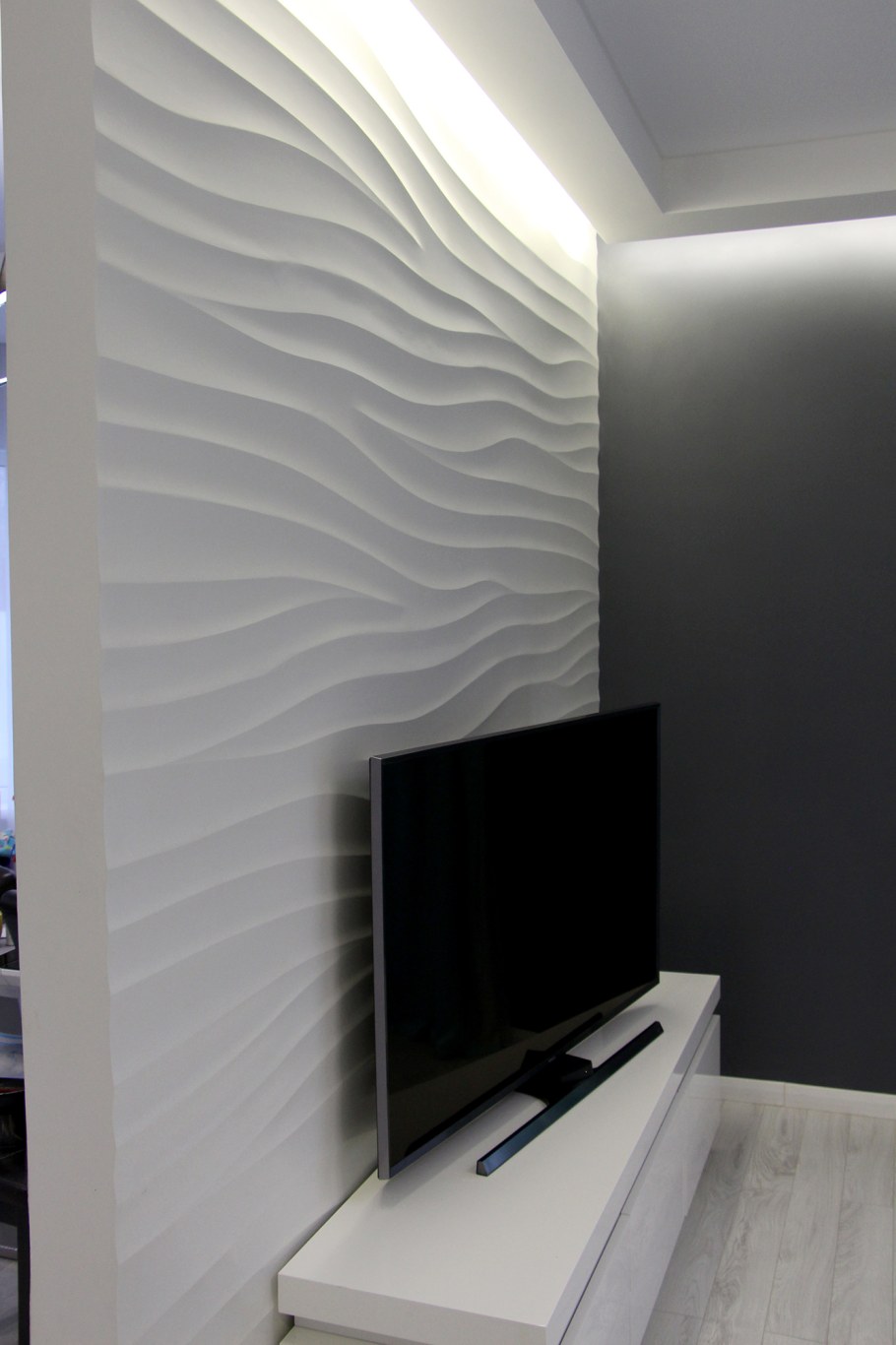 Гипсовые панели волна в интерьере