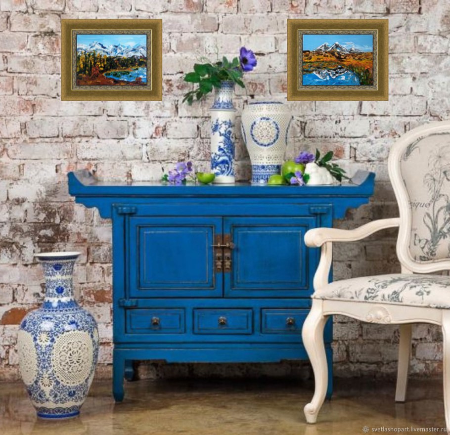 Синий комод в скандинавском стиле