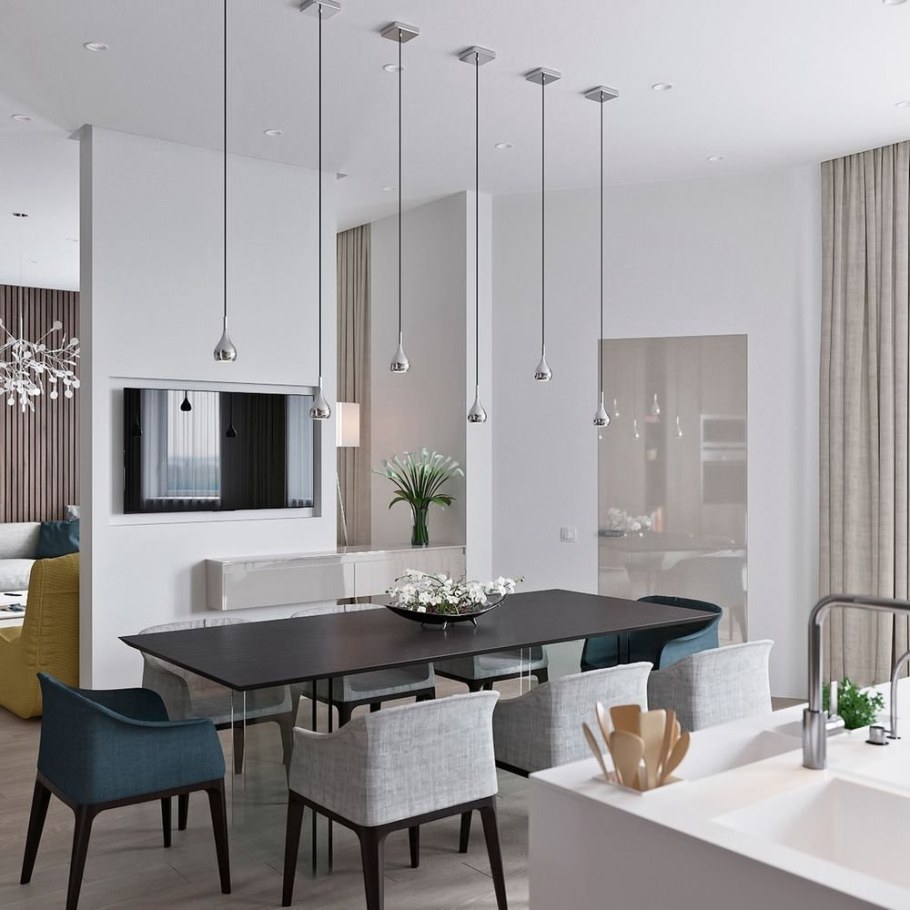Светильники над обеденной зоной на кухне