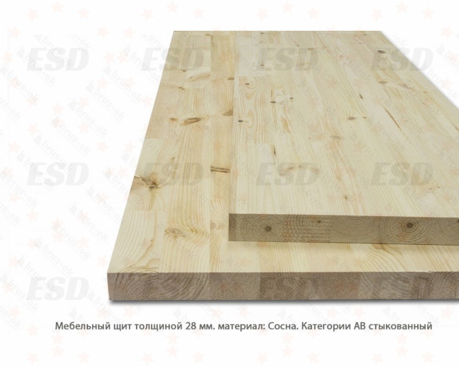Мебельный щит сосна 28 мм Экстра
