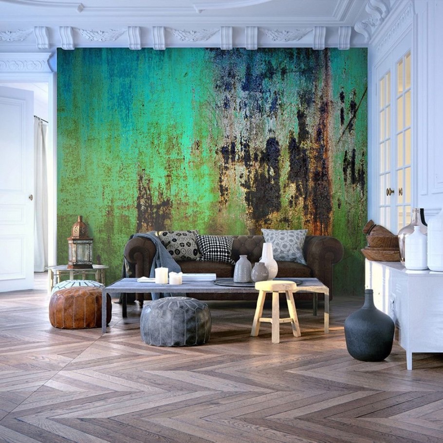 Роспись стен в стиле абстракция в интерьере