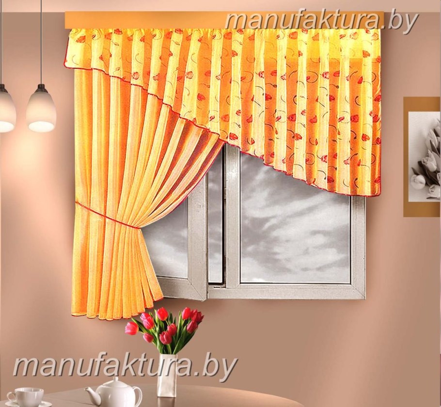 Шторы на кухню наискосок