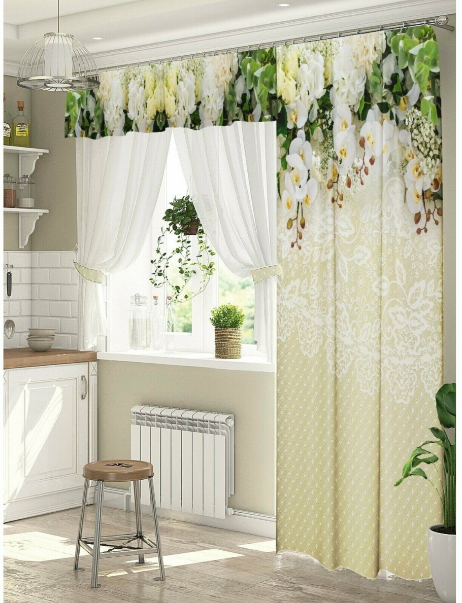 Комплект штор - фотоштора 150*270, ламбрекен 290*40, тюль 290*160, velo Verde