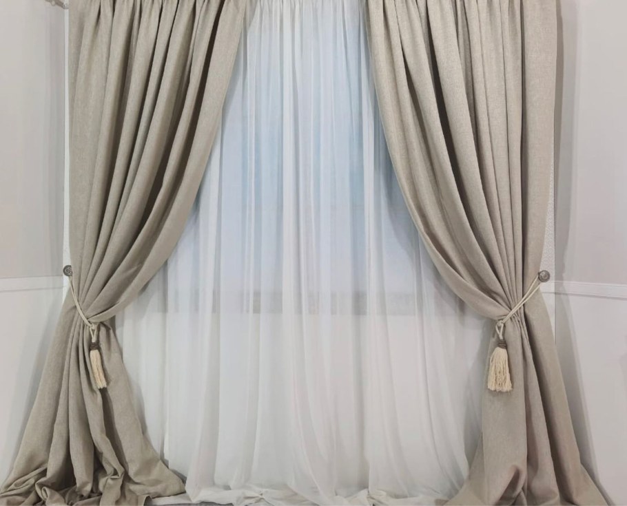 Шторы лен молочный