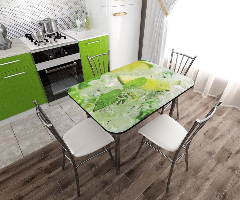 Стол обеденный с принтом БТС лайм