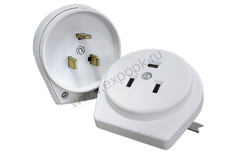 Разъем для плит РШ-ВШ 32а, 230в, 2р+Ре, о/у, ip20, белый