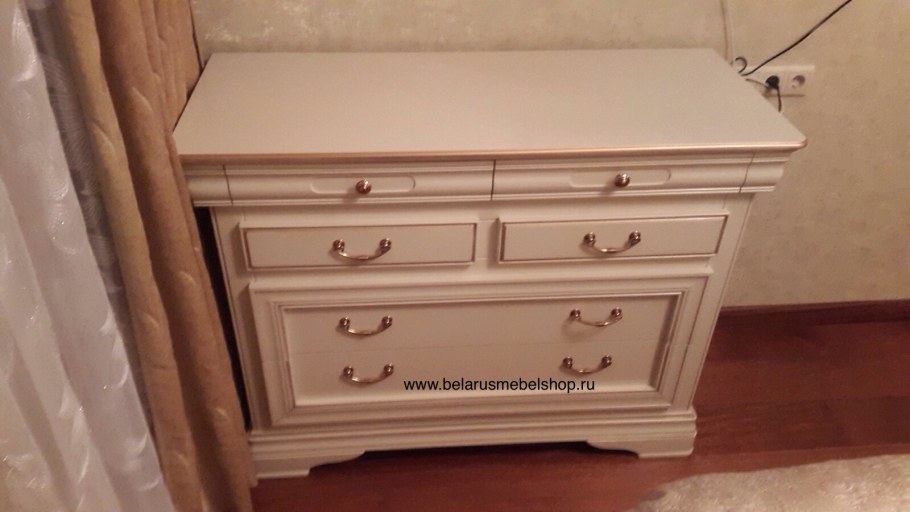 Обувница комод 1200 белая с патиной