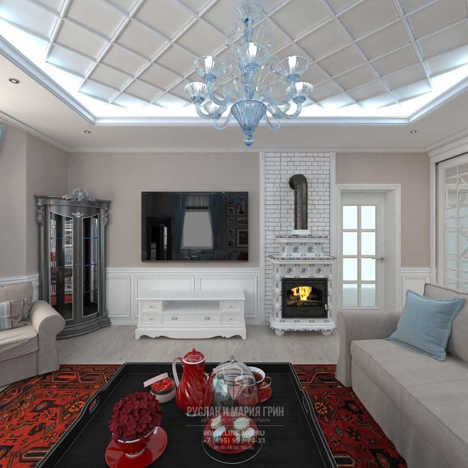 Интерьер зала в частном доме