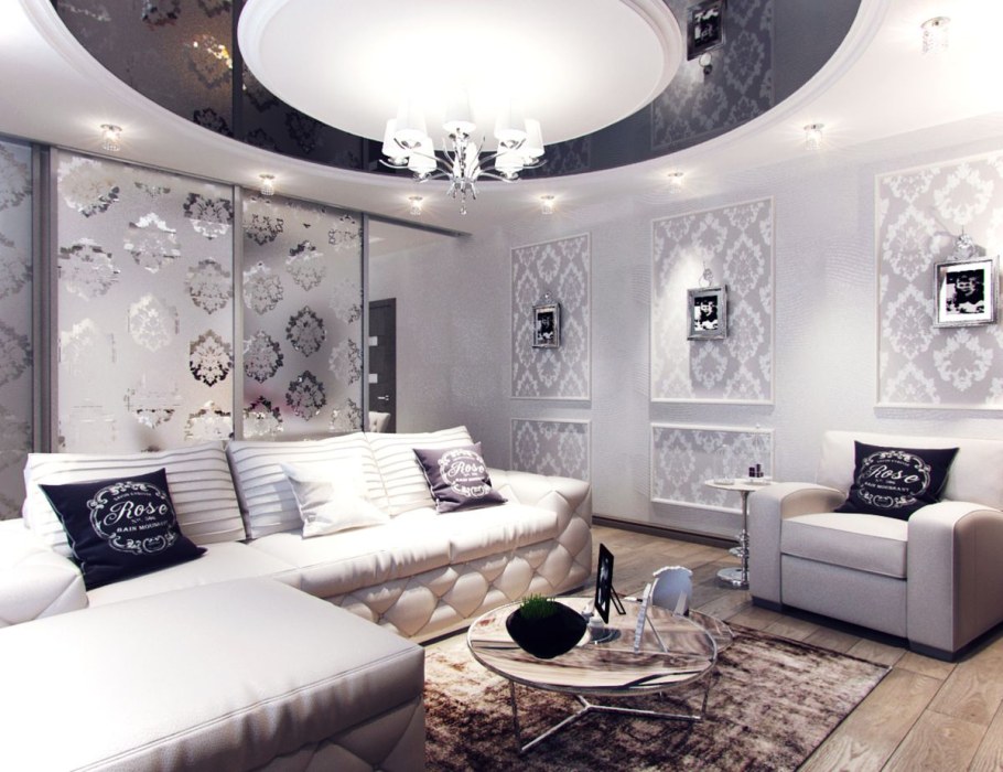 Гостиная арт деко в светлых тонах