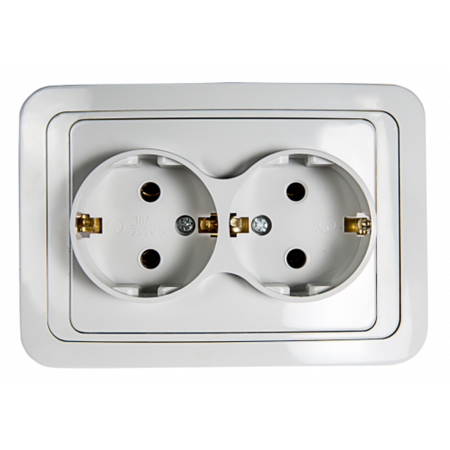 Розетка двойная с заземлением Classico белая 2128 in Home