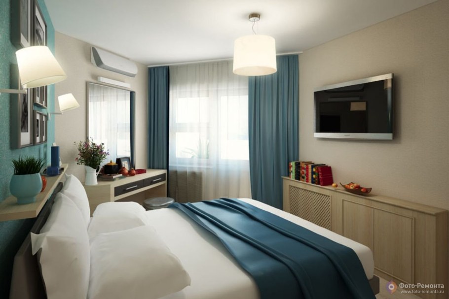 Интерьер пятиугольной спальни