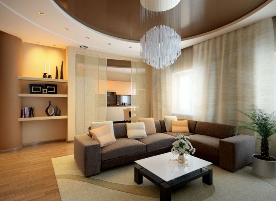 Интерьер пятиугольной гостиной