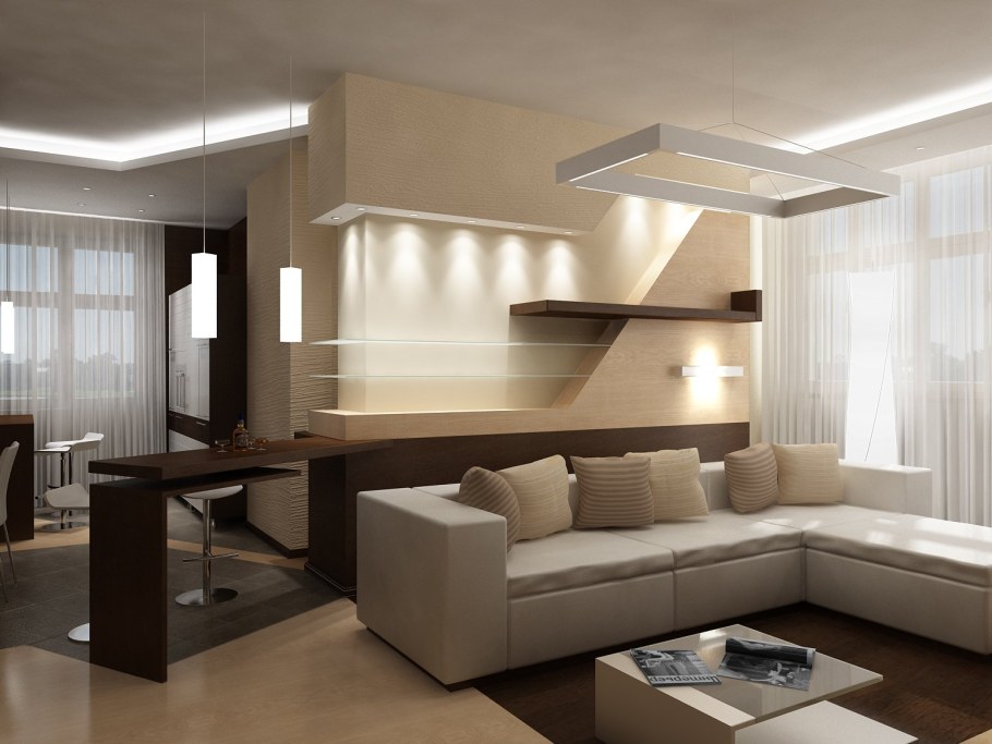 Нестандартная планировка гостиной