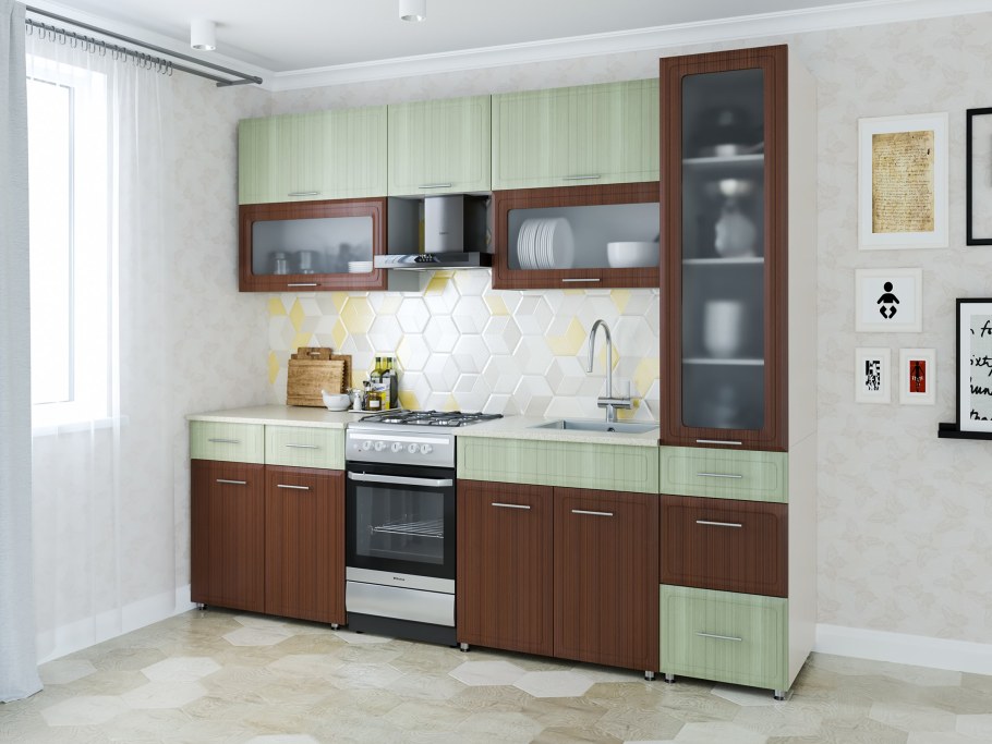 Кухня "марта-5" (МДФ) (2,9м), цвет - металл оранж (ами),(12)