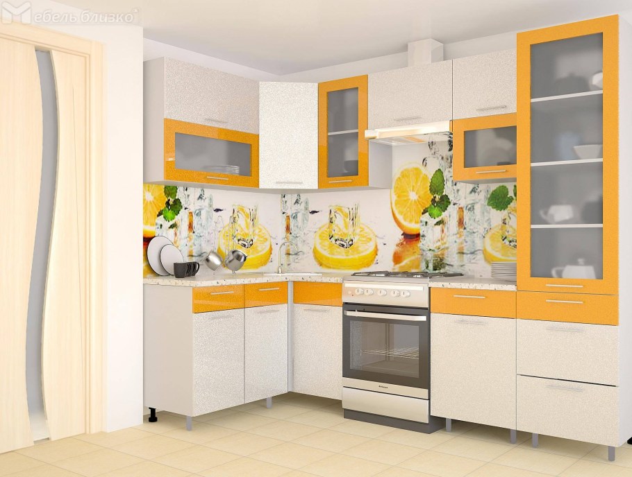 Кухня "марта-5" (МДФ) (2,9м), цвет - металл оранж (ами),(12)
