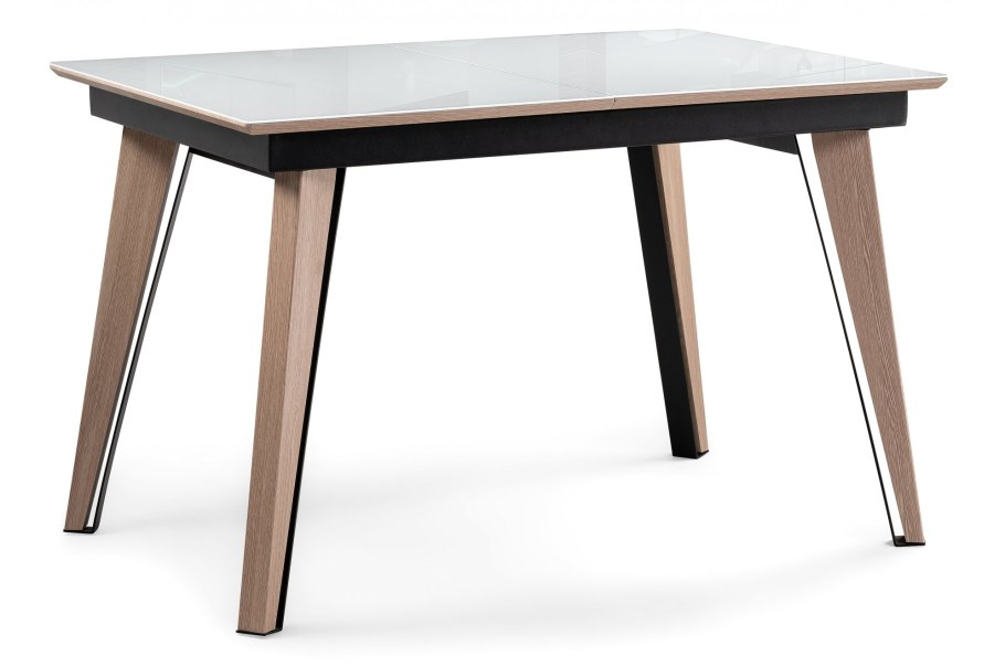 Стеклянный стол авлида белый / дуб Монтана