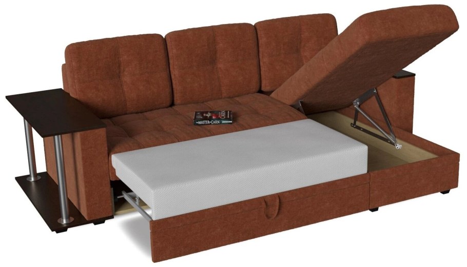 Диван Атланта угловой флок персик