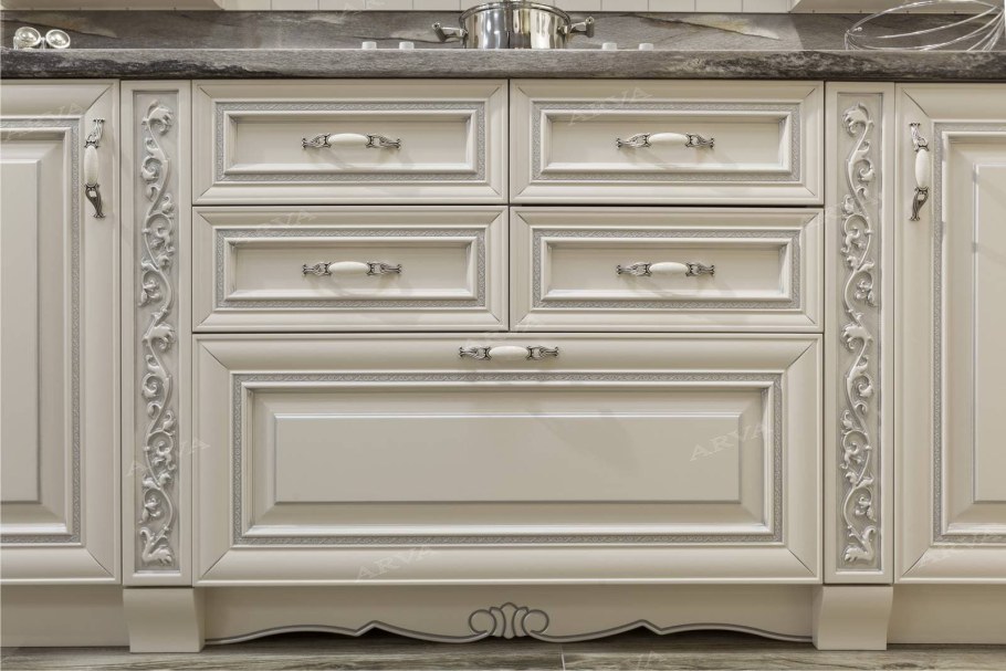 Арва мебель белая патина серебро