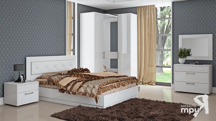 Спальня Амели ТРИЯ белый глянец