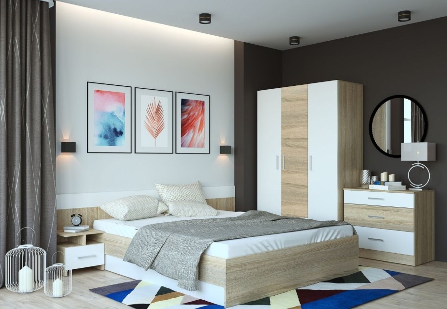 Спальня Леси Горизонт белый сонома