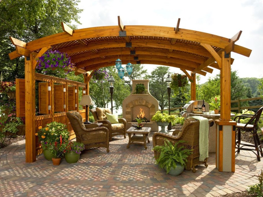 Беседка пергола патио мангальная
