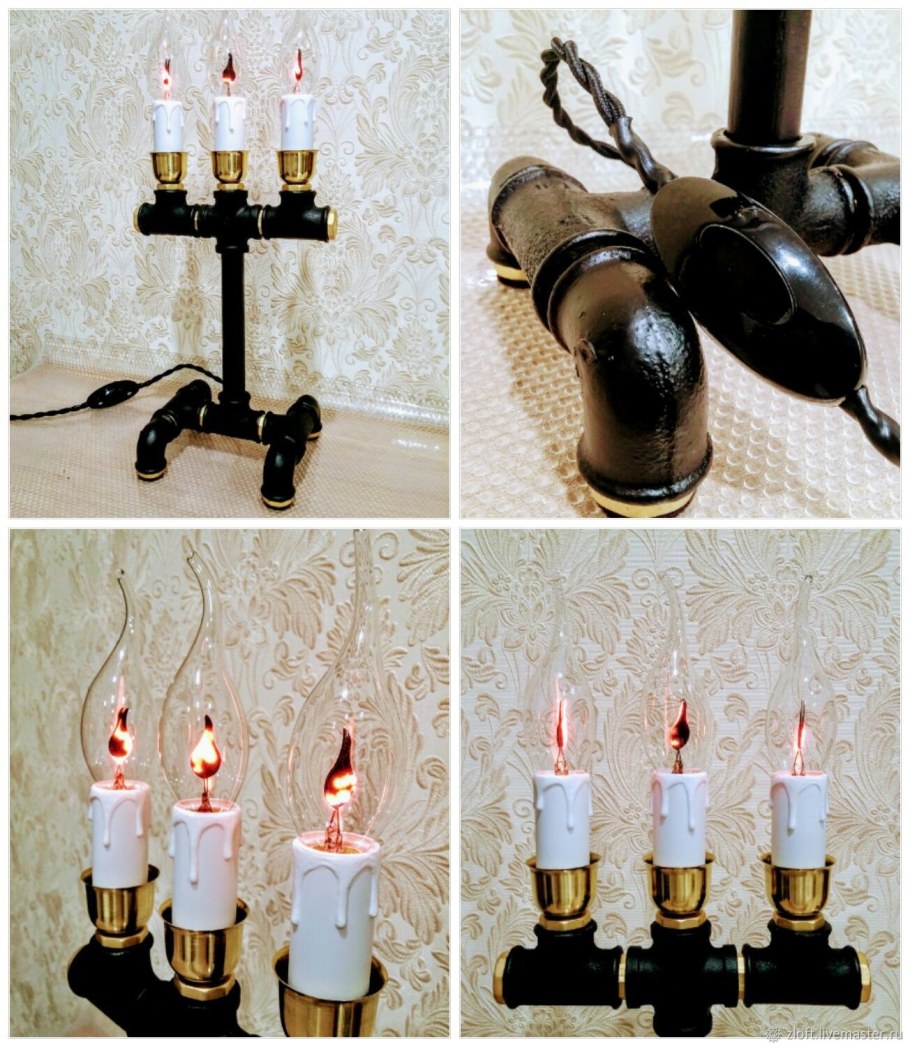 Подсвечник лофт из труб