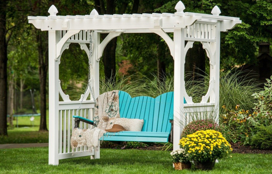 Садовые качели пергола из дерева