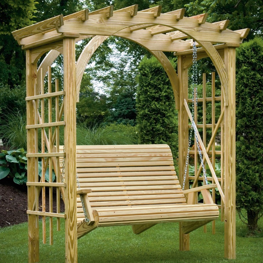 Качель деревянная Садовая с перголой