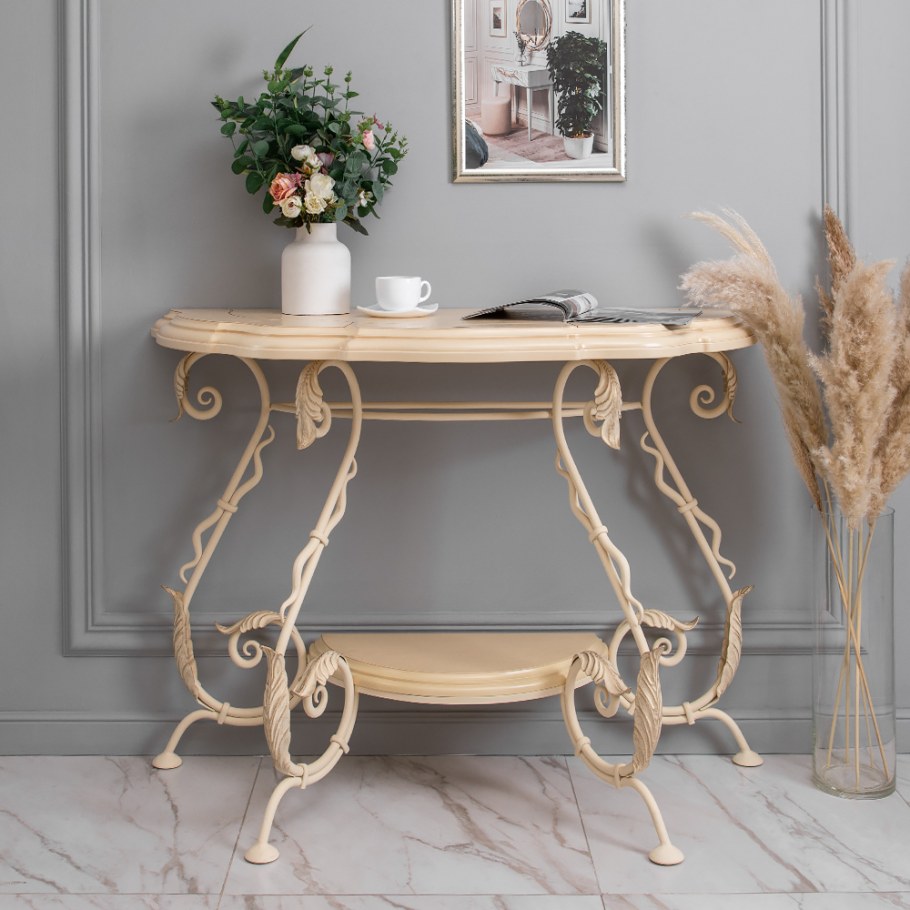 Стол кованый Аделаида 4 айвори