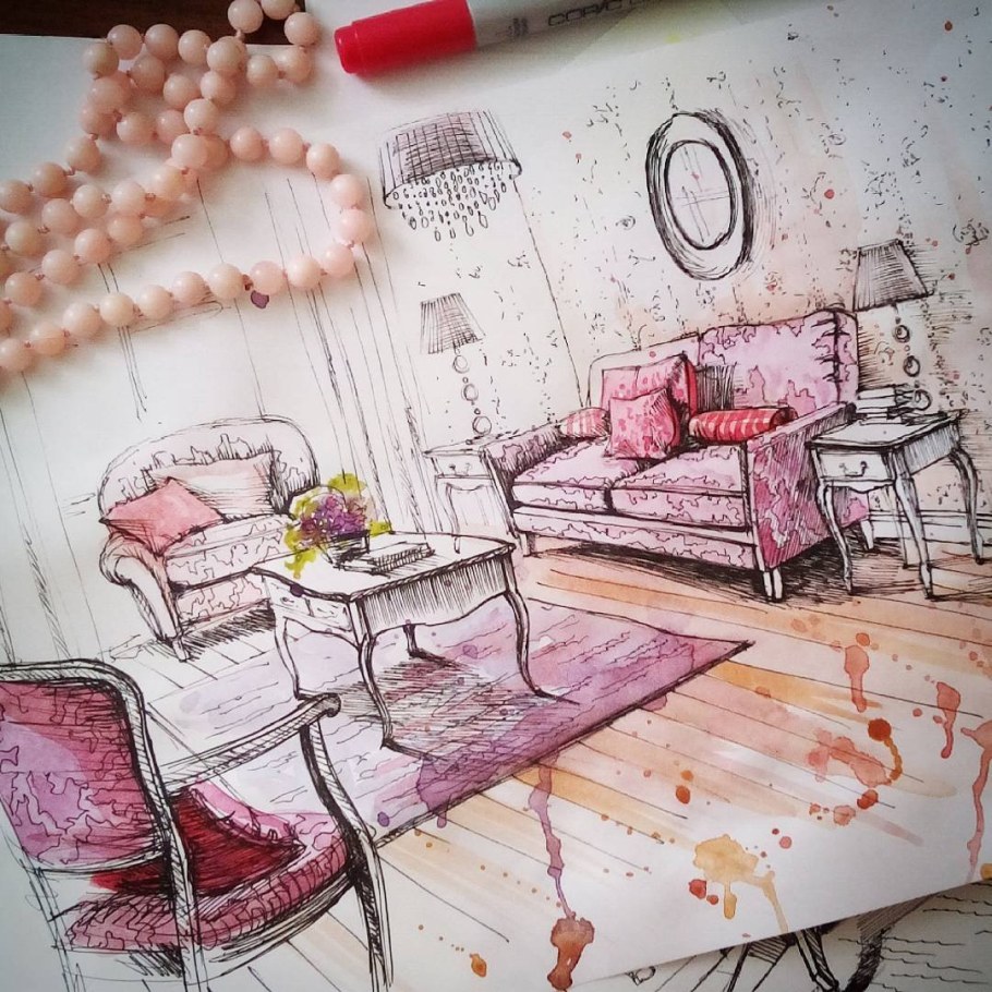 Интерьер комнаты маркерами