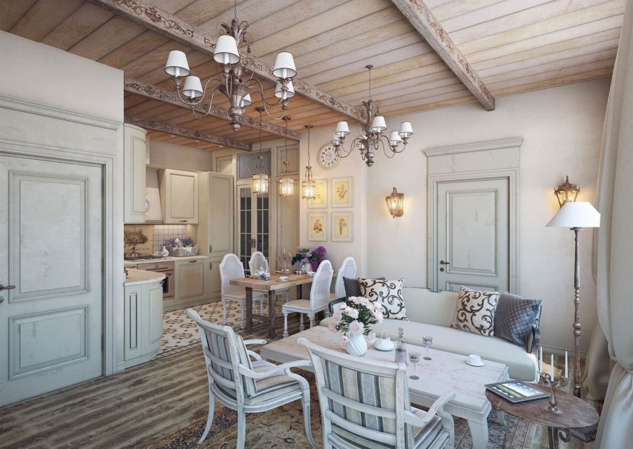 Гостиная столовая в стиле Прованс