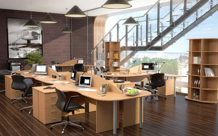 Монолит офисная мебель дуб молочный