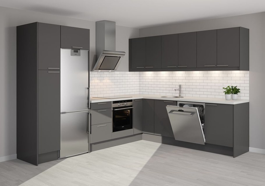 Угловая кухня графит матовая