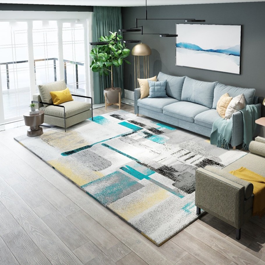 Бирюзовый ковер в интерьере