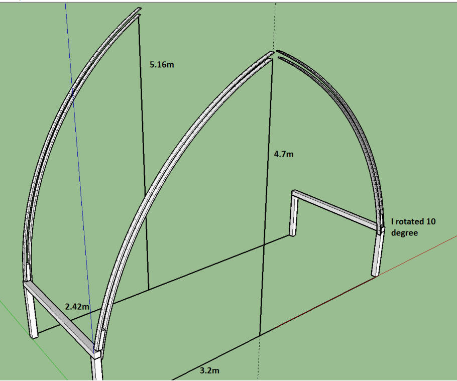 Деревянная арочная теплица чертеж
