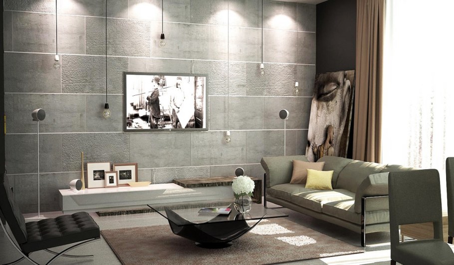 Отделка стен под бетон