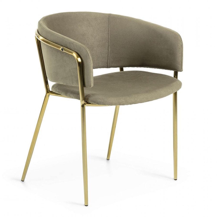 Стул Konnie золото металл бархат бежево-серый