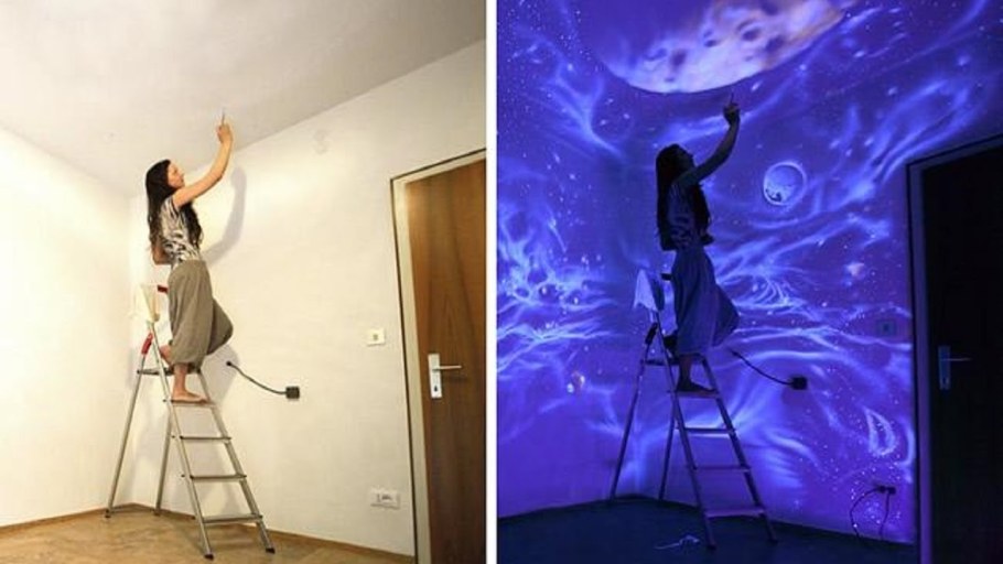 Роспись стен люминесцентными красками в интерьере