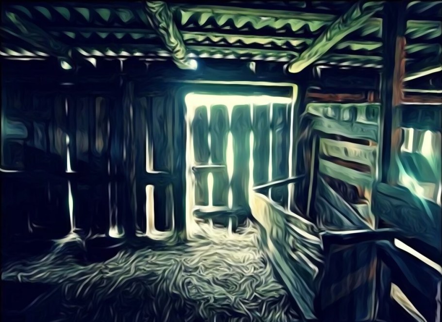 Внутри старого сарая