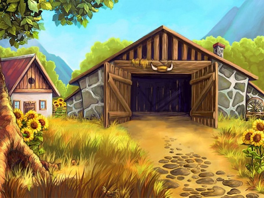 Хлев деревня иллюстрация для детей