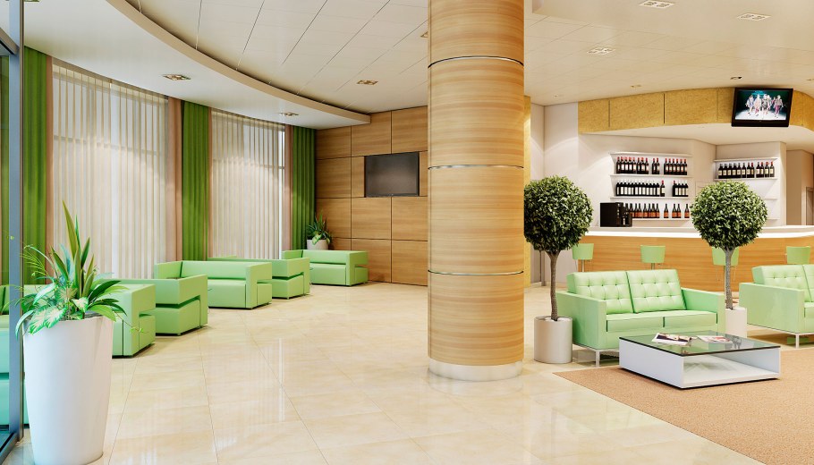 Интерьер холла гостиницы