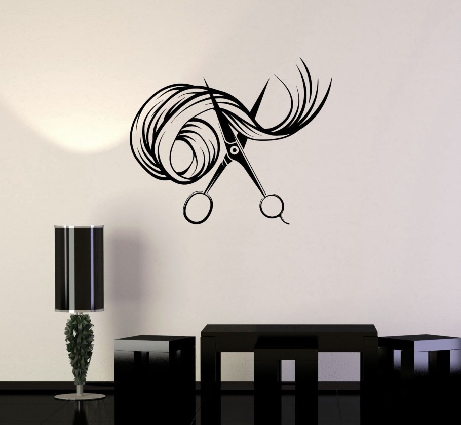 Трафарет парикмахера на стене